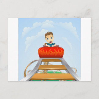 Scary ride on rollercoaster postcard