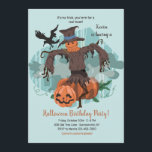 Scary Scarecrow Halloween Party Invitation<br><div class="desc">A Halloween party invitation with a scary scarecrow, pumpkins and a crow (Pix). The card is easy to customise with your wording, font, font colour, paper shape options and choice of six paper types.Not exactly what you're looking for? All our products can be custom designed to meet your needs at...</div>
