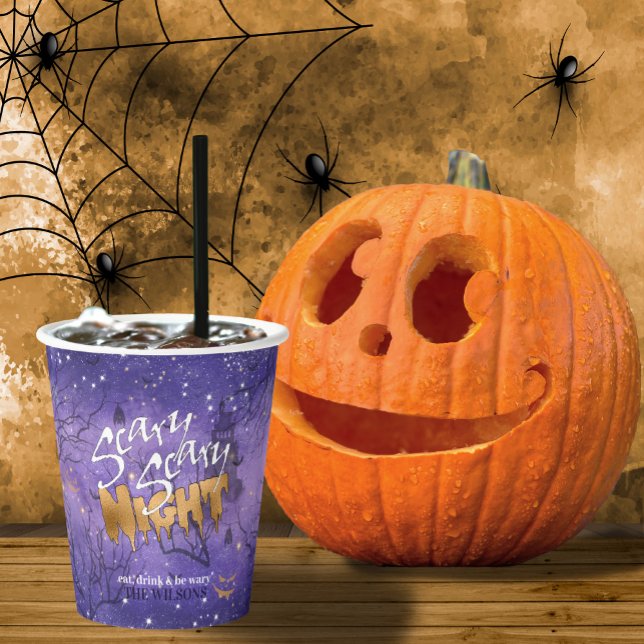 Scary Scary Night Halloween Purple ID946 Paper Cups (Creator Uploaded)