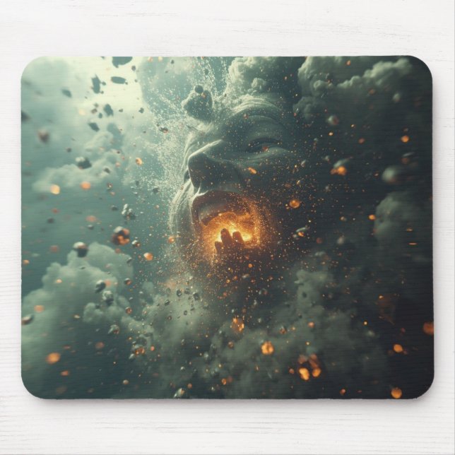 Scary Scene With Person Spewing Hot Lava Into Air Mouse Mat (Front)