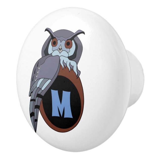 Scary Scop Owl Monogram Ceramic Knob (Right)