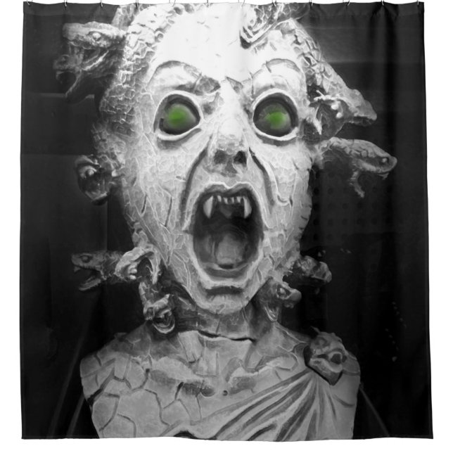Scary Screaming Medusa, Shower Curtain Art (Front)