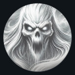 Scary Screaming Poltergeist Ghost Halloween Party Classic Round Sticker<br><div class="desc">customise with any text.</div>