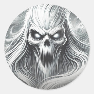 Scary Screaming Poltergeist Ghost Halloween Party Classic Round Sticker