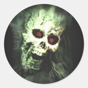 Scary screaming skull classic round sticker