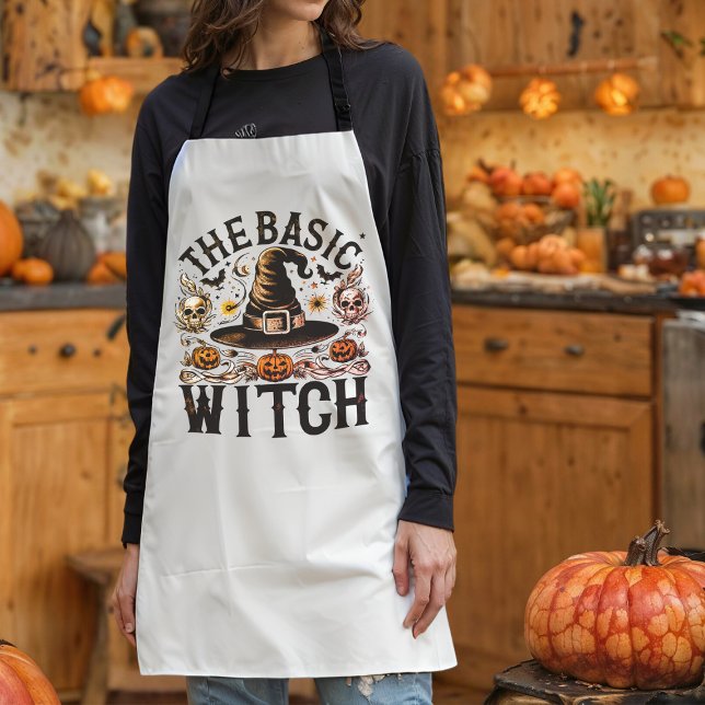 Scary Script Witch Brew Vintage Halloween Look Apron (Creator Uploaded)