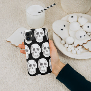 Scary Scull Black & White Pattern Happy Halloween Case-Mate iPhone Case