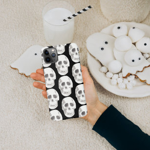 Scary Scull Black & White Pattern Happy Halloween iPhone 11Pro Max Case