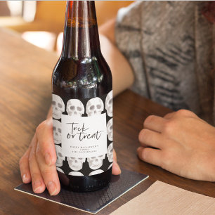 Scary Scull Trick or Treat   Halloween Party    Beer Bottle Label