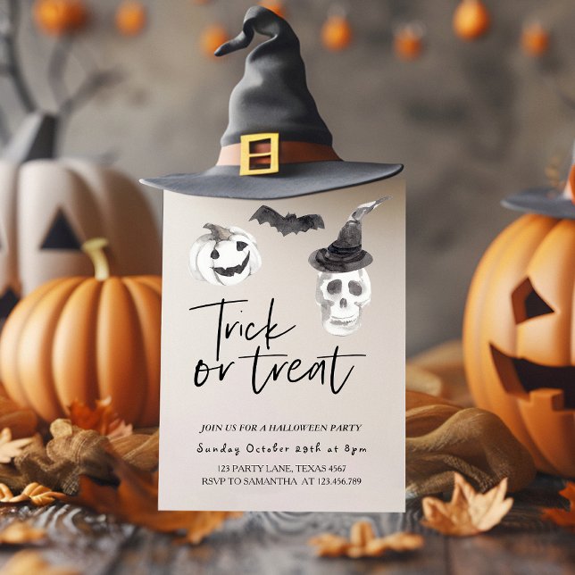 Scary Scull  Trick or Treat | Halloween Party |   Invitation (Creator Uploaded)