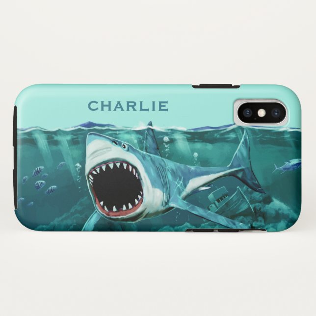 Scary Shark custom name phone cases (Back (Horizontal))