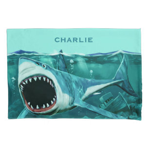Scary Shark custom name pillowcases