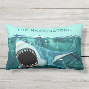 Scary Shark custom name throw pillows