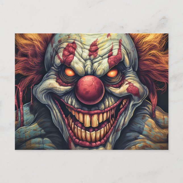 Scary Sideshow Circus Clown Illustration Postcard (Front)