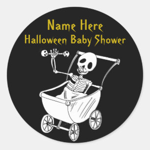 Scary Skeleton Baby Shower Round Stickers