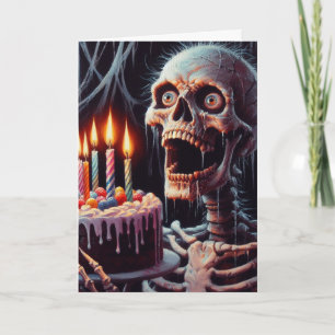 Scary Skeleton Birthday Folded Greeting Card