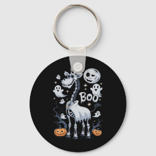 Scary Skeleton Giraffe In Ghosts Halloween Key Ring