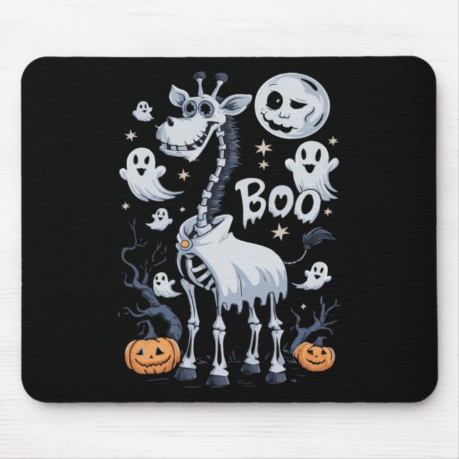 Scary Skeleton Giraffe In Ghosts Halloween  Mouse Mat (Front)