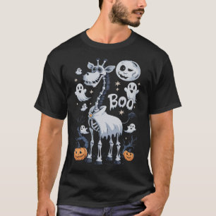 Scary Skeleton Giraffe In Ghosts Halloween T-Shirt