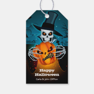 Scary Skeleton Halloween Favour Gift Tags