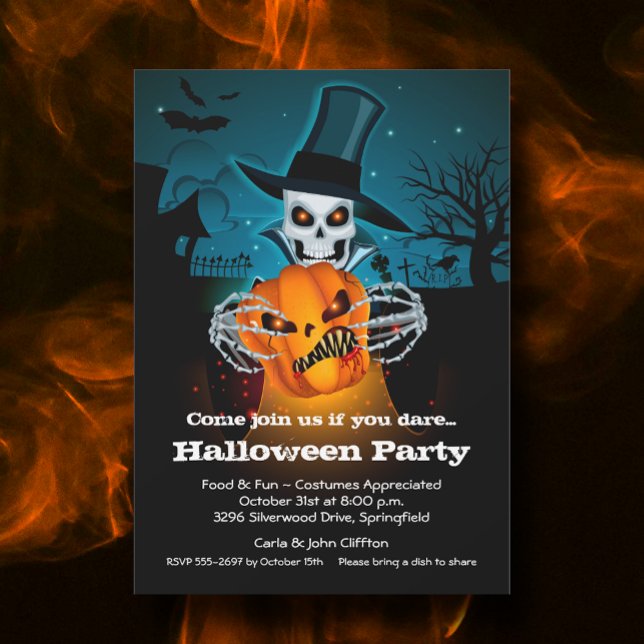 Scary Skeleton Halloween Invitation (Creator Uploaded)