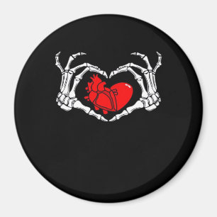 Scary Skeleton Hands And Red Heart Creepy Spooky V Magnet
