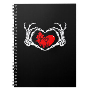 Scary Skeleton Hands And Red Heart Creepy Spooky V Notebook