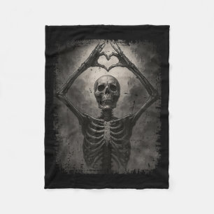 Scary Skeleton Hands Heart Sign Funny Halloween Co Fleece Blanket