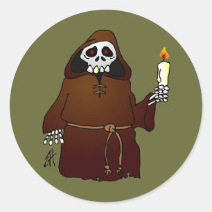 Scary Skeleton Monk Classic Round Sticker