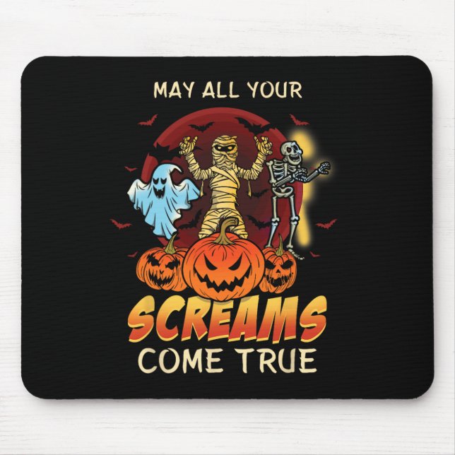 Scary Skeleton Monsters Ghost Funny Lazy Creepy Ha Mouse Mat (Front)