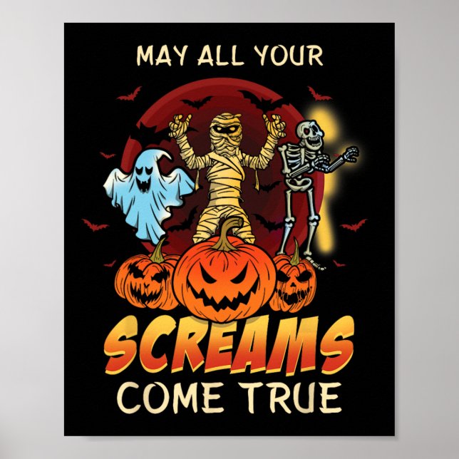 Scary Skeleton Monsters Ghost Funny Lazy Creepy Ha Poster (Front)
