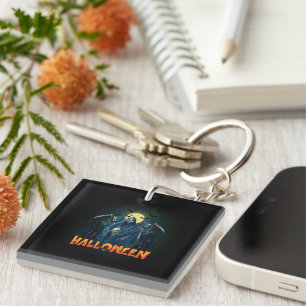 Scary Skeleton Night Halloween, My Halloween Mood. Key Ring