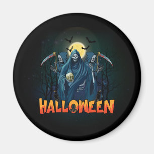 Scary Skeleton Night Halloween, My Halloween Mood. Magnet
