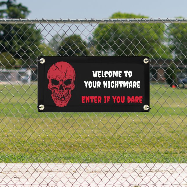 Scary skeleton skull Halloween banner (Insitu)