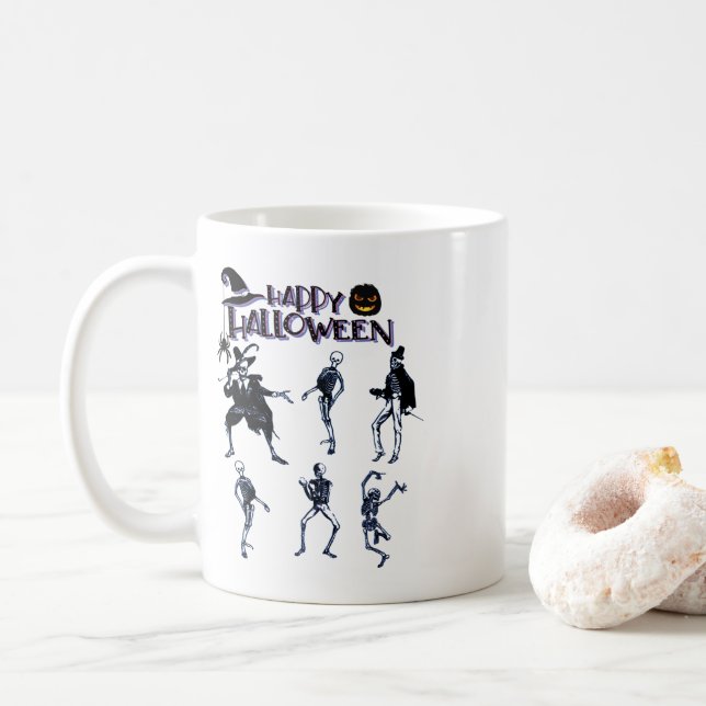 Scary Skeletons Party Coffee Mug (With Donut)