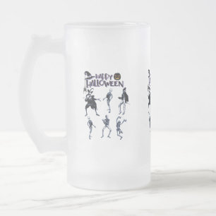 Scary Skeletons Party Frosted Glass Beer Mug