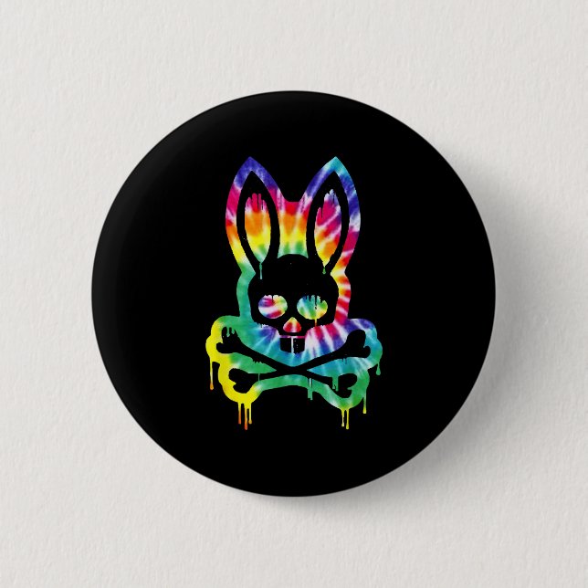 Scary Skull And Crossbones Bad Rabbit Horror Bunny 6 Cm Round Badge (Front)