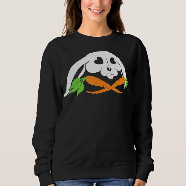 Scary Skull And Crossbones Bad Rabbit Horror Bunny Sweatshirt (Front)
