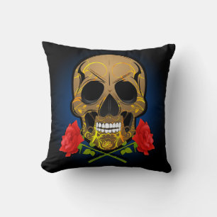 Scary skull and roses pillow. cushion