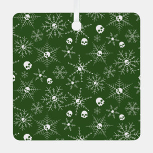 Scary skull Creepmas Christmas Snowflakes green Metal Tree Decoration