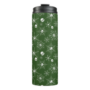 Scary skull Creepmas Christmas Snowflakes green Thermal Tumbler