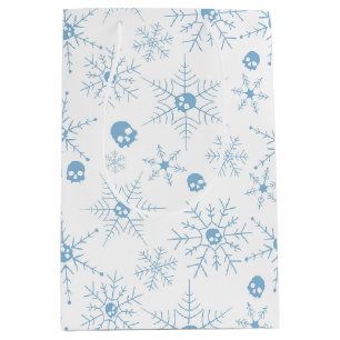 Scary skull Creepmas Christmas Snowflakes Medium Gift Bag