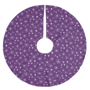 Scary skull Creepmas Christmas Snowflakes purple Brushed Polyester Tree Skirt