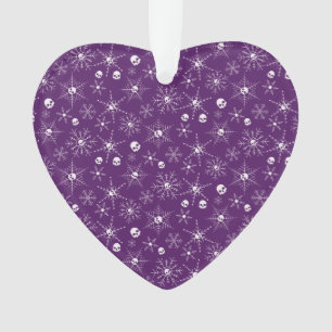 Scary skull Creepmas Christmas Snowflakes purple Ornament