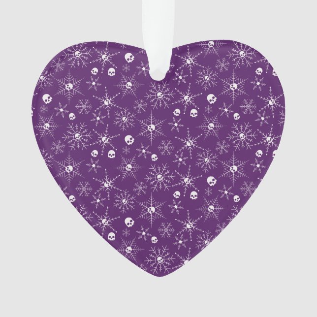 Scary skull Creepmas Christmas Snowflakes purple Ornament (Front)