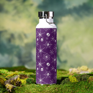 Scary skull Creepmas Christmas Snowflakes purple Water Bottle