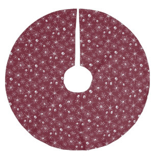Scary skull Creepmas Christmas Snowflakes red Brushed Polyester Tree Skirt