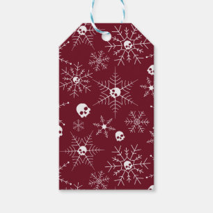 Scary skull Creepmas Christmas Snowflakes red Gift Tags