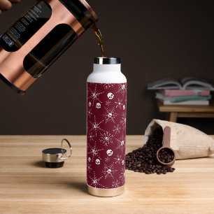 Scary skull Creepmas Christmas Snowflakes red Water Bottle