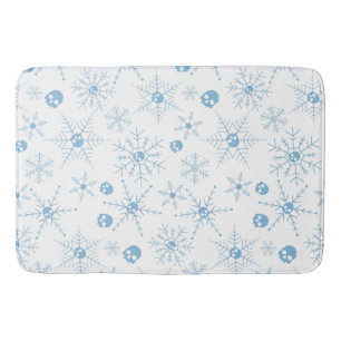 Scary skull Creepmas Christmas Snowflakes white Bath Mat